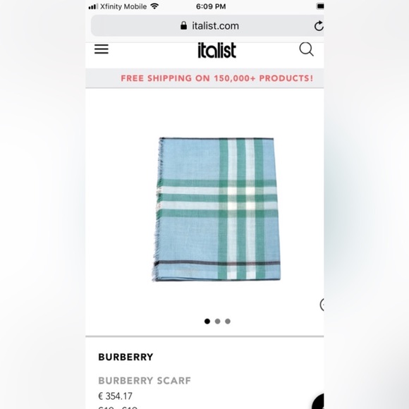 Burberry Scarf Light Green Peridot Pale Blue Check - Picture 7 of 16